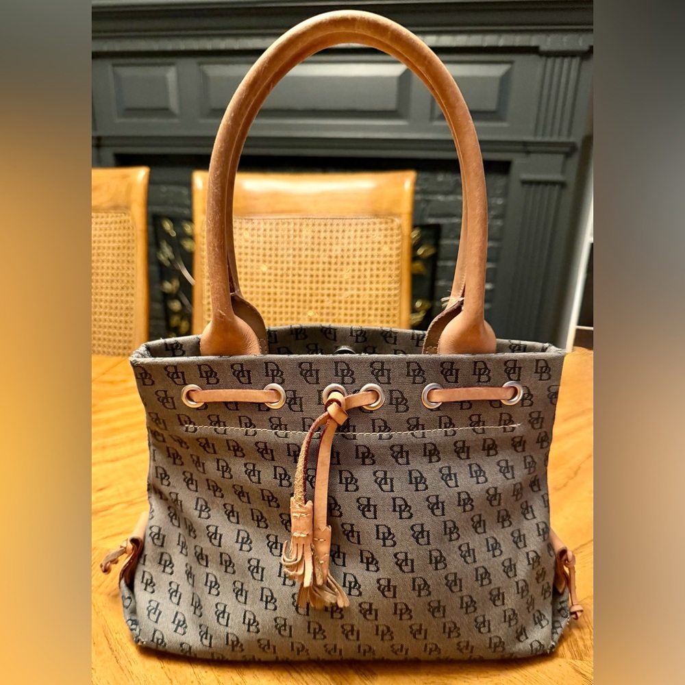 Dooney & Bourke Monogram Canvas Drawstring Bucket Bag